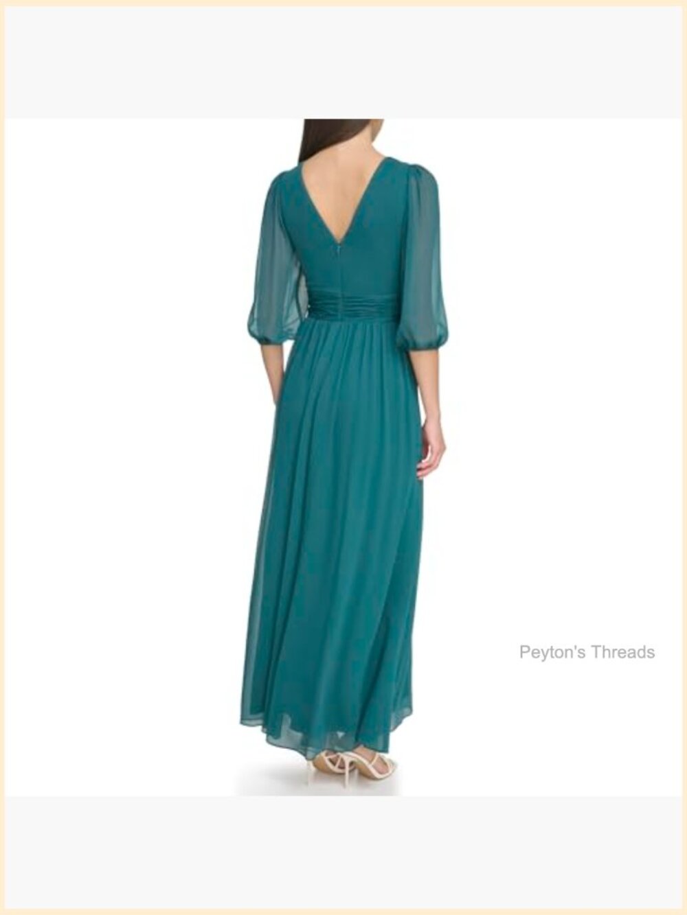 Long Chiffon V-Neck Dress - Picture 3 of 6